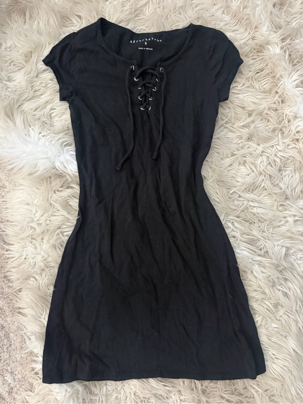 Aeropostale Black Lace-Up Mini Dress